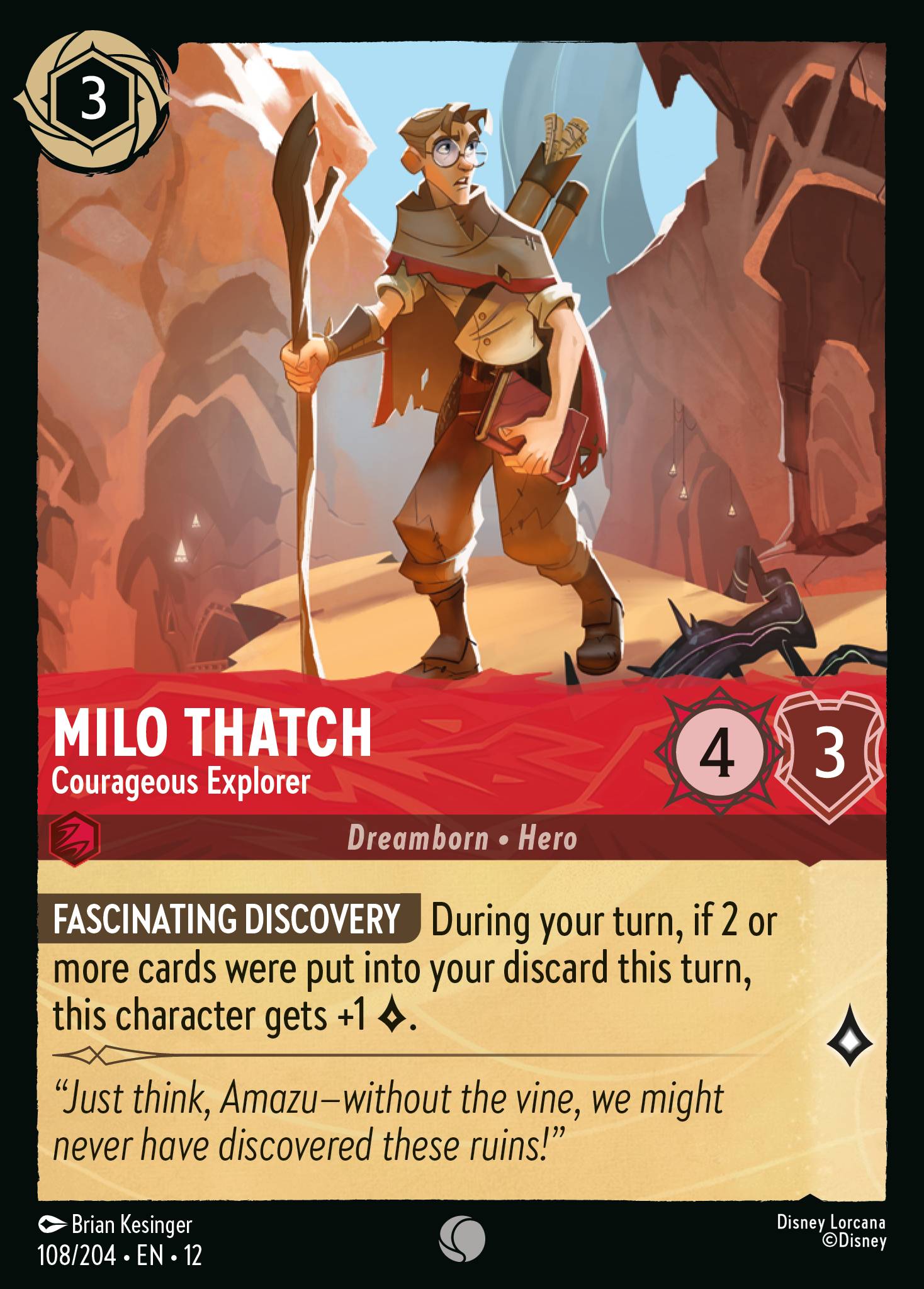 Milo Thatch Wilds Unknown Lorcana Card Milo Thatch Wilds Unknown Lorcana Card