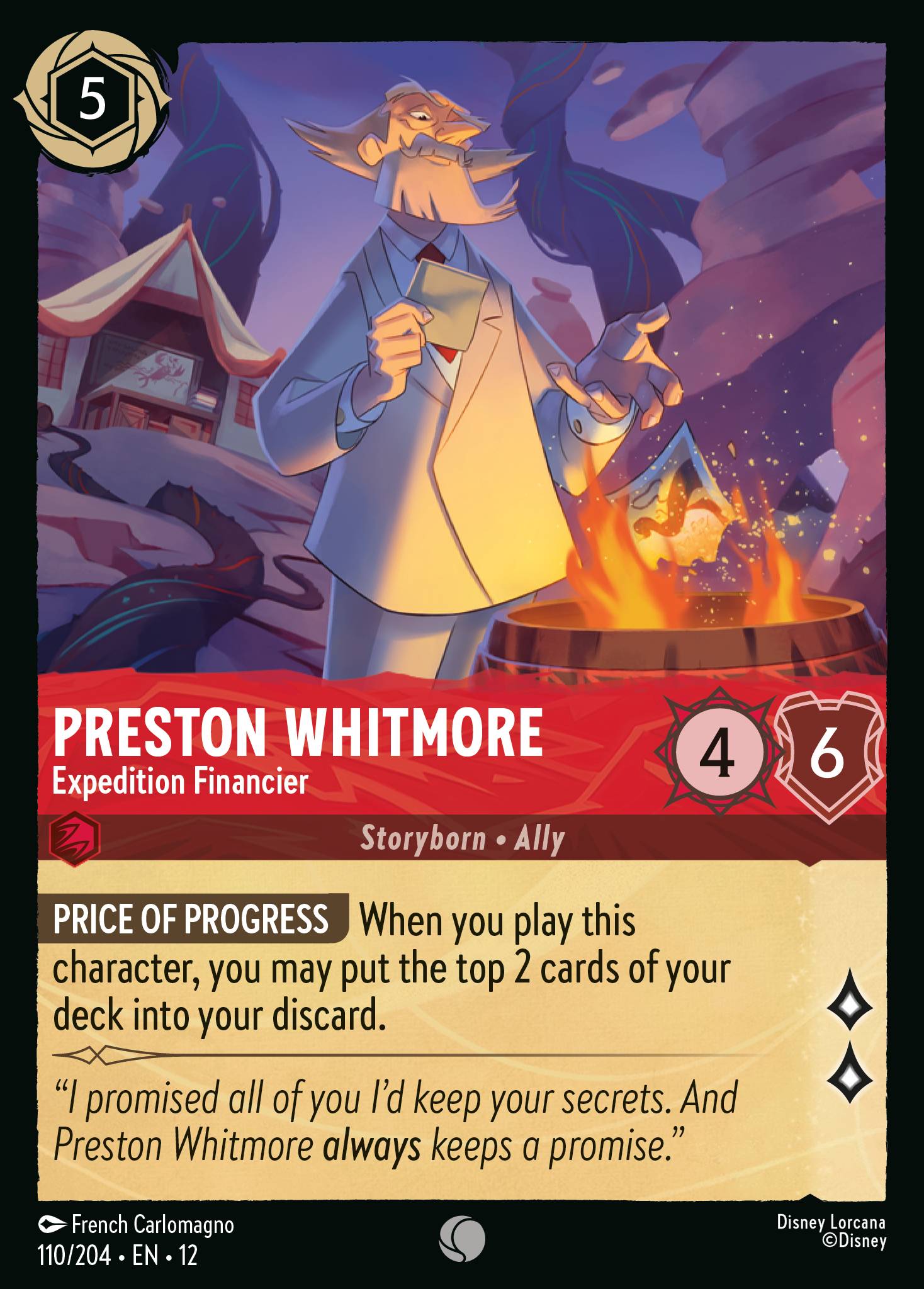Preston Whitmore Wilds Unknown Lorcana Card Preston Whitmore Wilds Unknown Lorcana Card