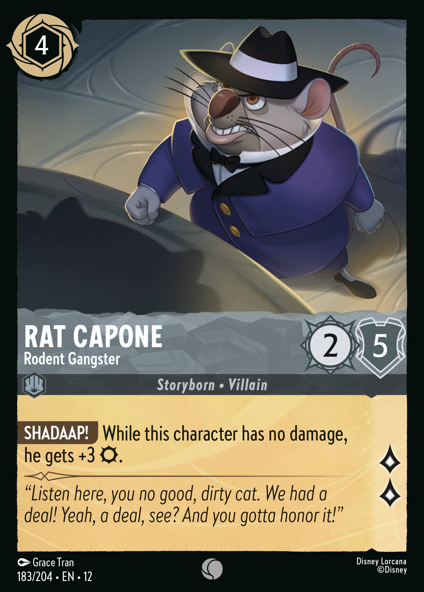 Rat Capone Wilds Unknown Lorcana Card Rat Capone Wilds Unknown Lorcana Card