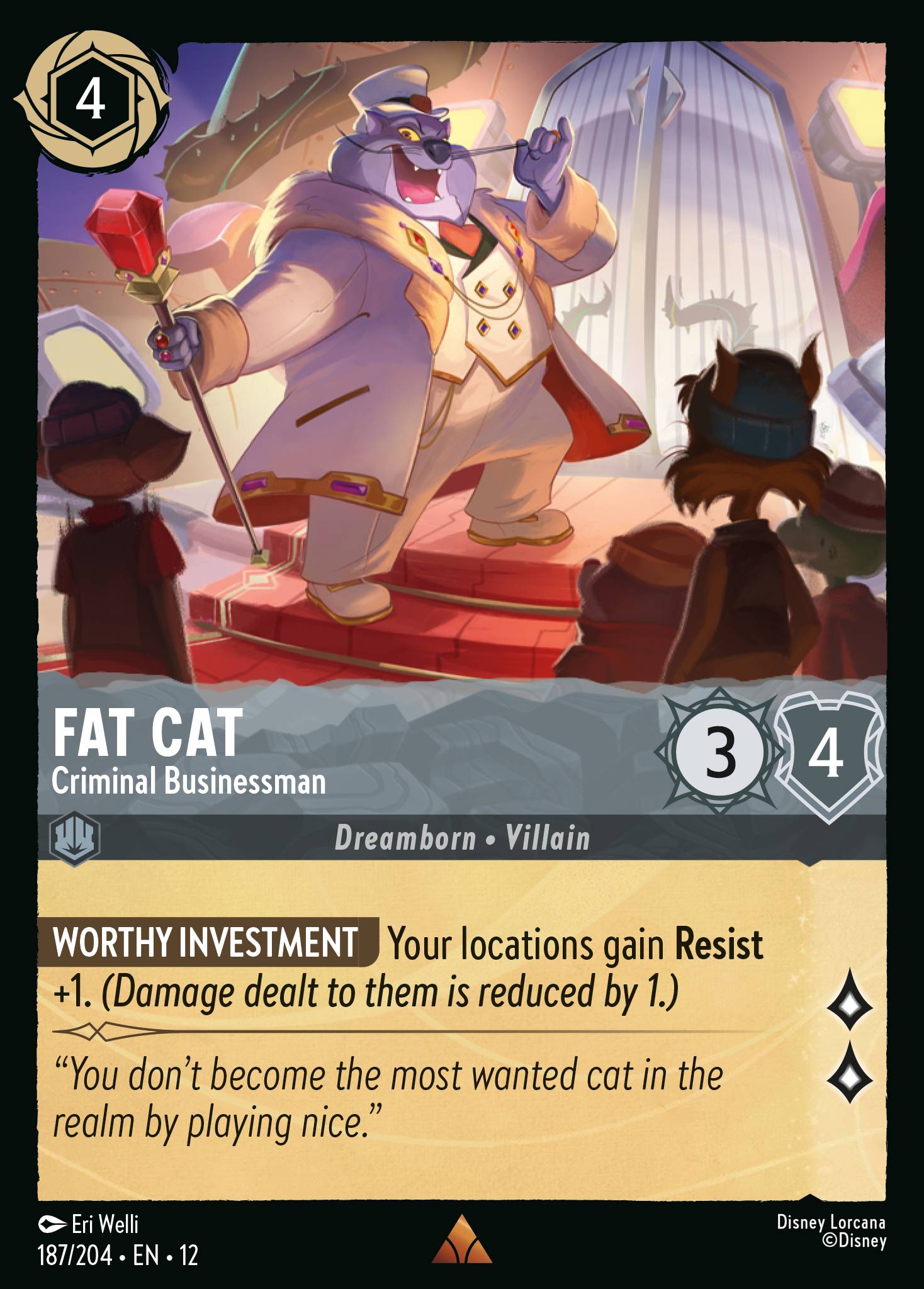 Fat Cat Wilds Unknown Lorcana Card Fat Cat Wilds Unknown Lorcana Card