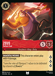 Zeus Wilds Unknown Lorcana Card