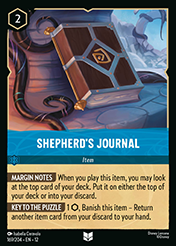 Shepherd's Journal Wilds Unknown Lorcana Card